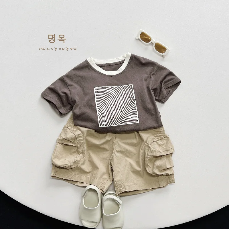 2024 Summer New Boys' Shorts Fashionable Workwear Capris 1-5 Year Old Korean Edition Pure Cotton Baby Casual Shorts
