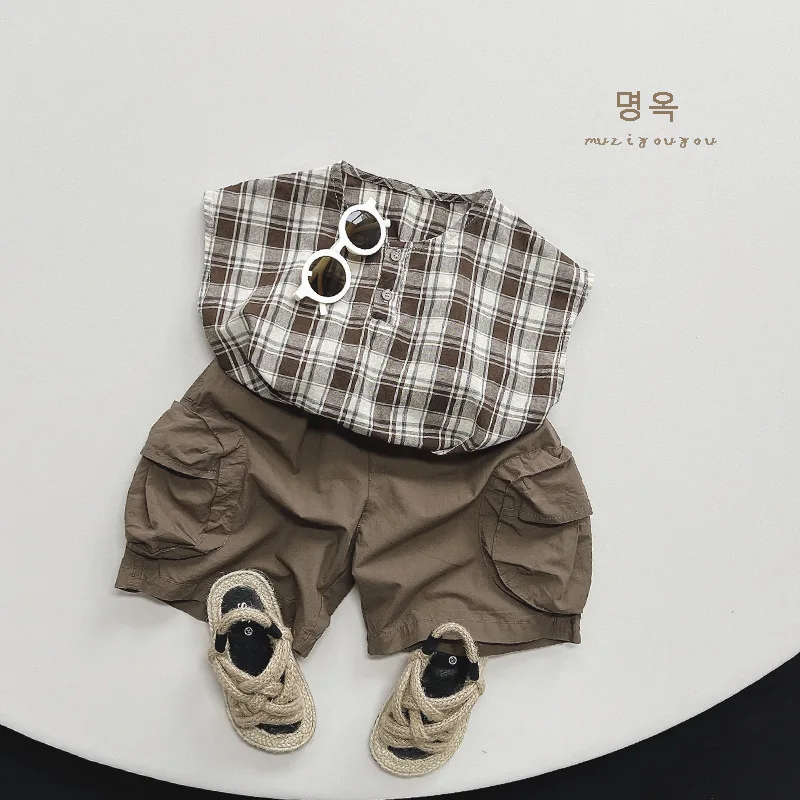 2024 Summer New Boys' Shorts Fashionable Workwear Capris 1-5 Year Old Korean Edition Pure Cotton Baby Casual Shorts