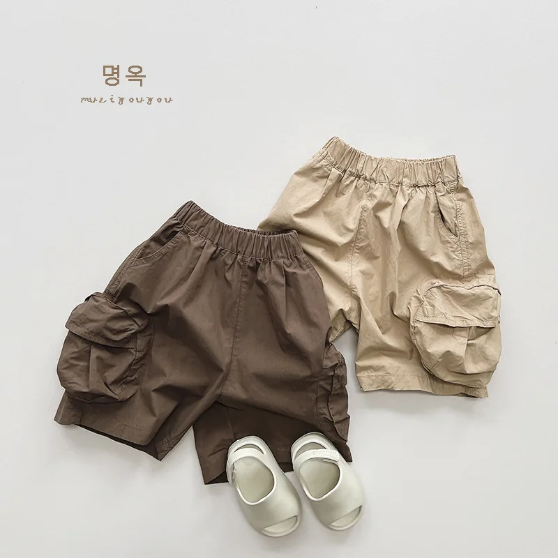 2024 Summer New Boys' Shorts Fashionable Workwear Capris 1-5 Year Old Korean Edition Pure Cotton Baby Casual Shorts