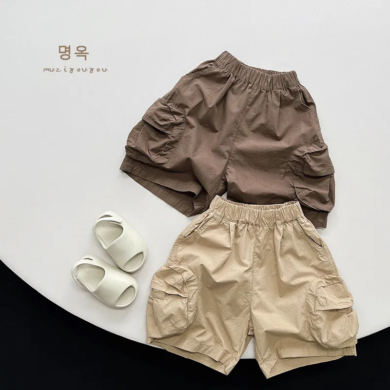 2024 Summer New Boys' Shorts Fashionable Workwear Capris 1-5 Year Old Korean Edition Pure Cotton Baby Casual Shorts
