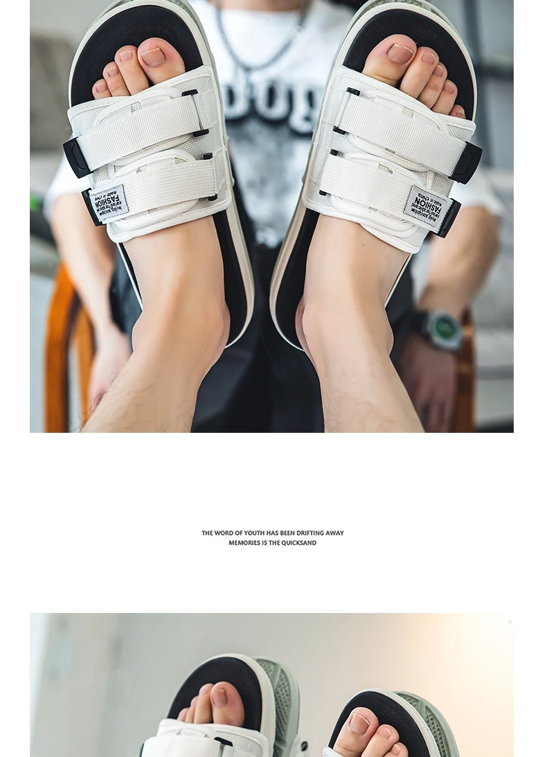 Men's Outdoor Slippers Indoor Casual Slippers Non-slip Soft Bottom Hook Loop Slippers Fashionable Beach Summer Sandals Flip-flop