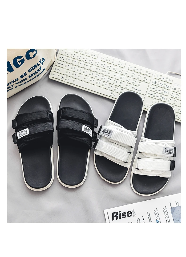 Men's Outdoor Slippers Indoor Casual Slippers Non-slip Soft Bottom Hook Loop Slippers Fashionable Beach Summer Sandals Flip-flop