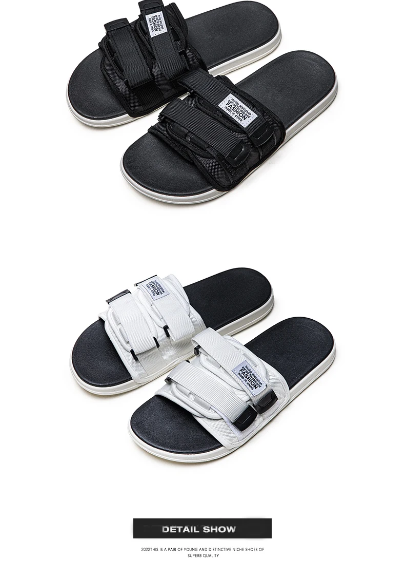 Men's Outdoor Slippers Indoor Casual Slippers Non-slip Soft Bottom Hook Loop Slippers Fashionable Beach Summer Sandals Flip-flop