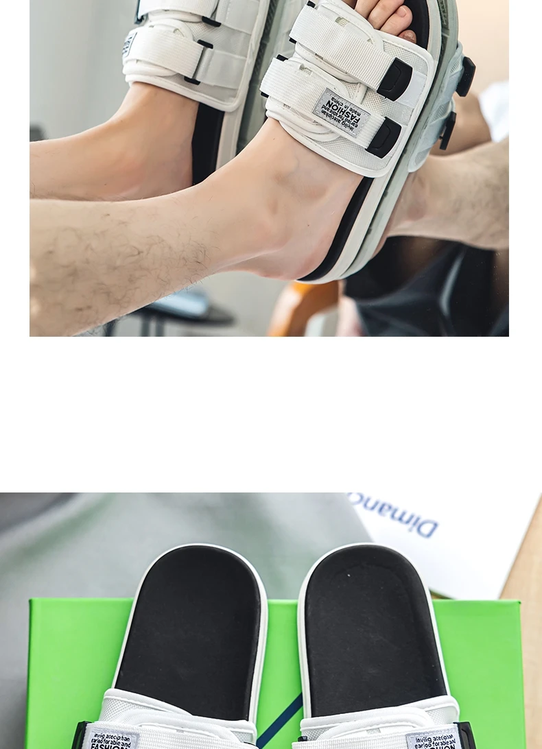 Men's Outdoor Slippers Indoor Casual Slippers Non-slip Soft Bottom Hook Loop Slippers Fashionable Beach Summer Sandals Flip-flop