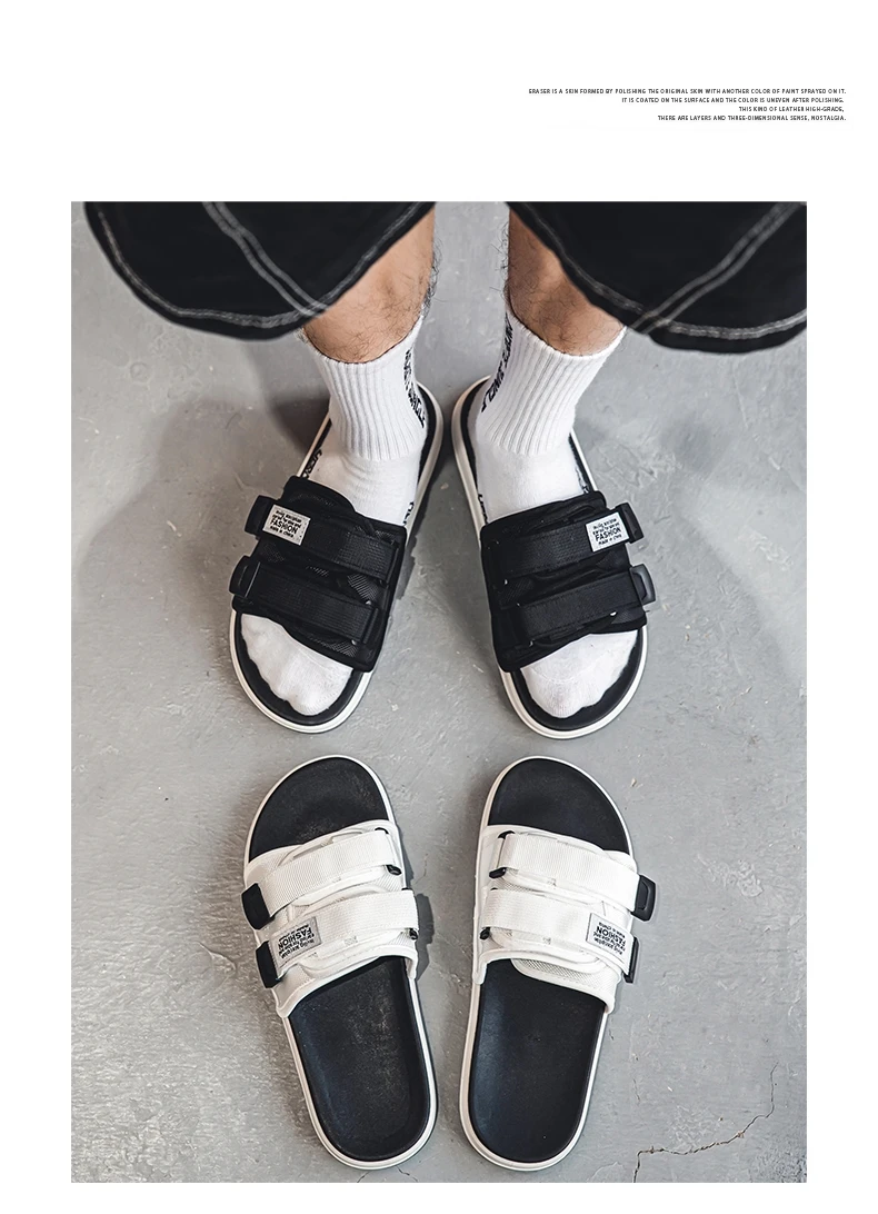 Men's Outdoor Slippers Indoor Casual Slippers Non-slip Soft Bottom Hook Loop Slippers Fashionable Beach Summer Sandals Flip-flop