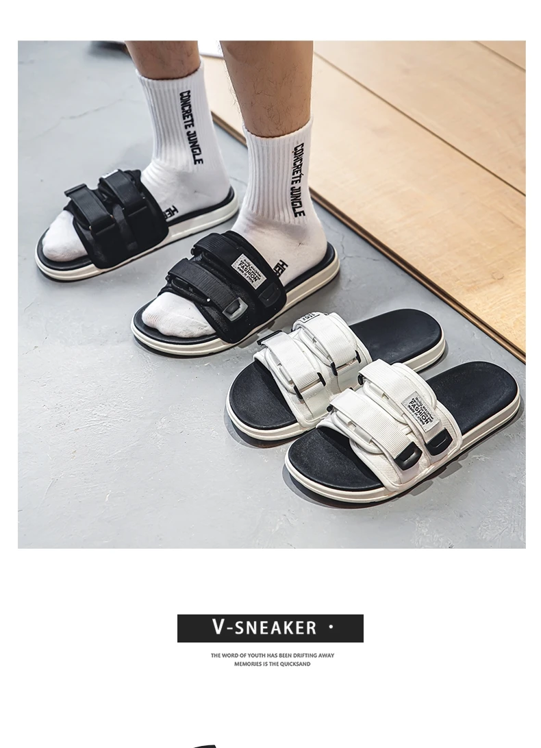 Men's Outdoor Slippers Indoor Casual Slippers Non-slip Soft Bottom Hook Loop Slippers Fashionable Beach Summer Sandals Flip-flop