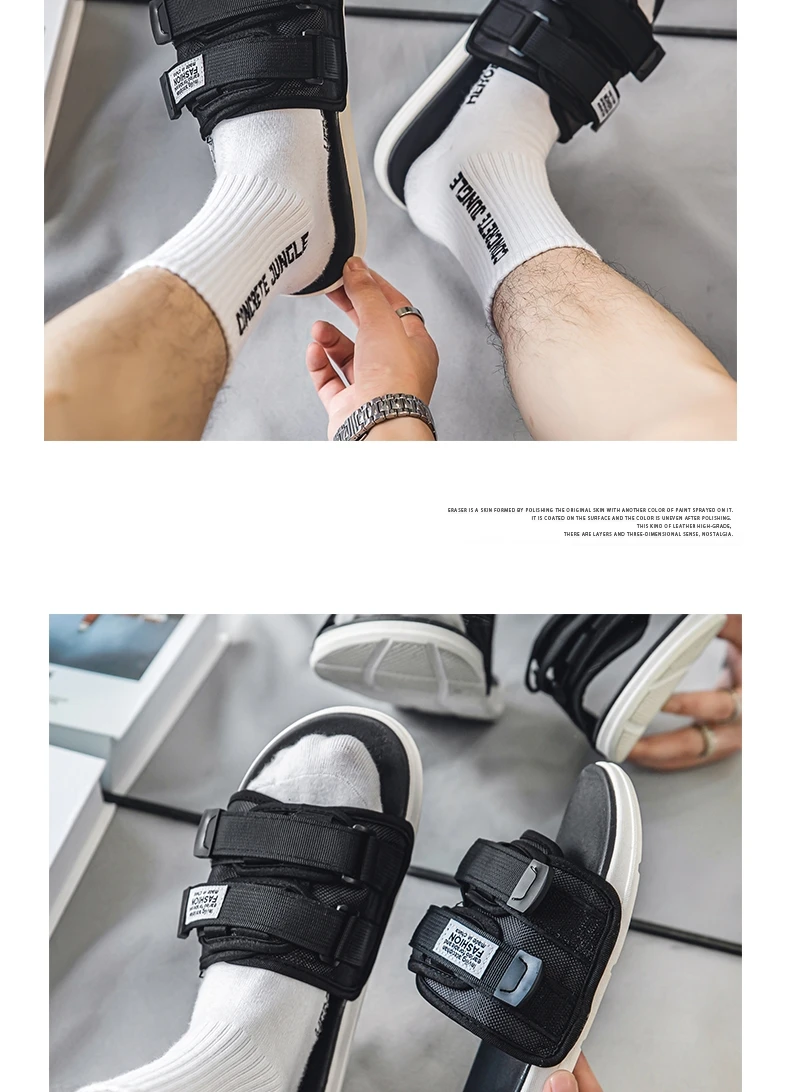 Men's Outdoor Slippers Indoor Casual Slippers Non-slip Soft Bottom Hook Loop Slippers Fashionable Beach Summer Sandals Flip-flop