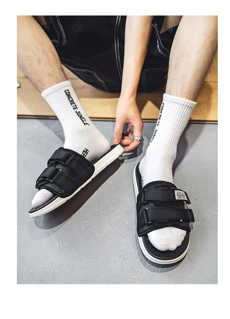 Men's Outdoor Slippers Indoor Casual Slippers Non-slip Soft Bottom Hook Loop Slippers Fashionable Beach Summer Sandals Flip-flop