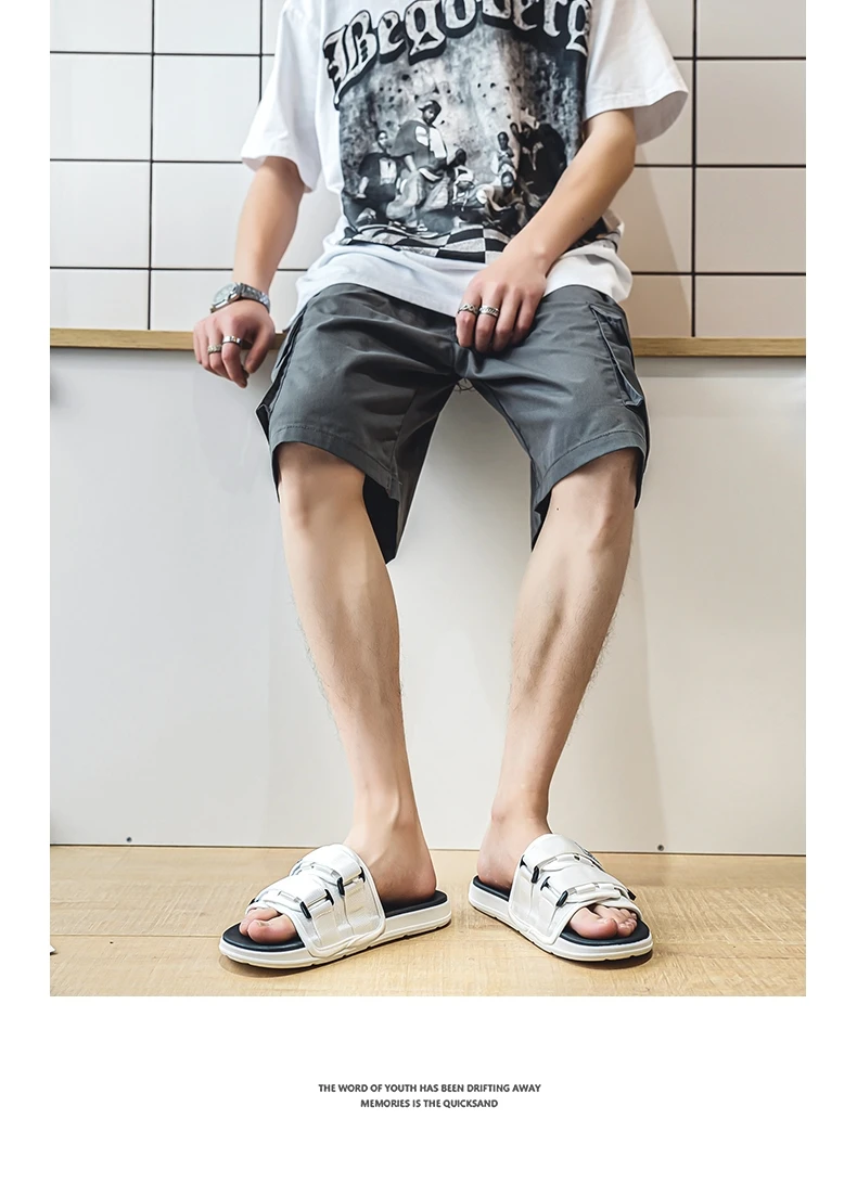 Men's Outdoor Slippers Indoor Casual Slippers Non-slip Soft Bottom Hook Loop Slippers Fashionable Beach Summer Sandals Flip-flop