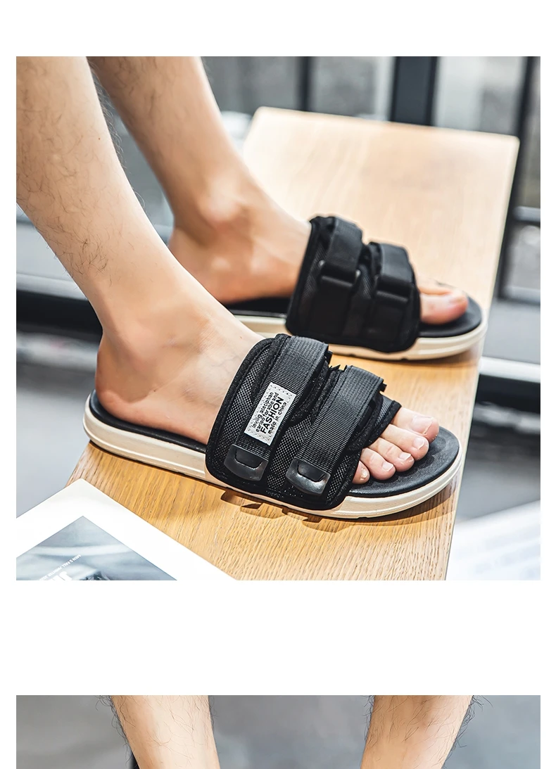 Men's Outdoor Slippers Indoor Casual Slippers Non-slip Soft Bottom Hook Loop Slippers Fashionable Beach Summer Sandals Flip-flop