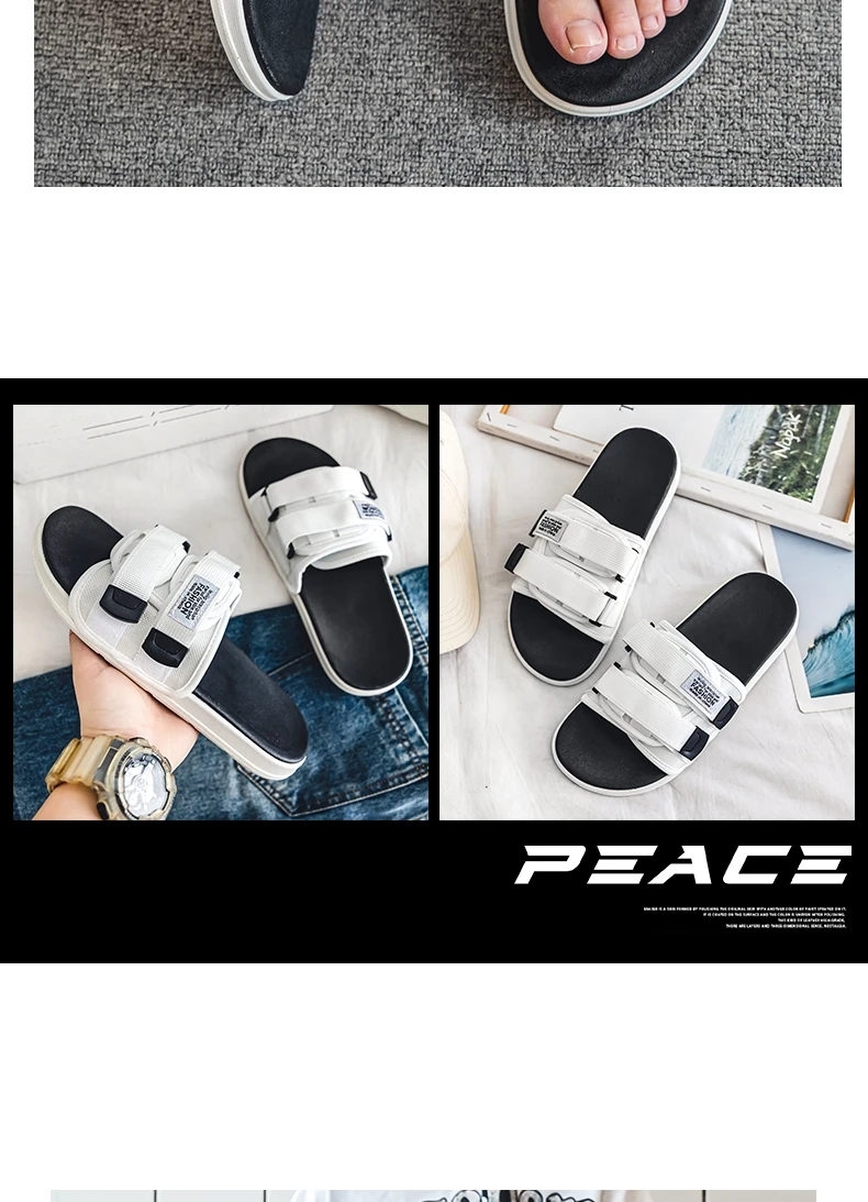 Men's Outdoor Slippers Indoor Casual Slippers Non-slip Soft Bottom Hook Loop Slippers Fashionable Beach Summer Sandals Flip-flop