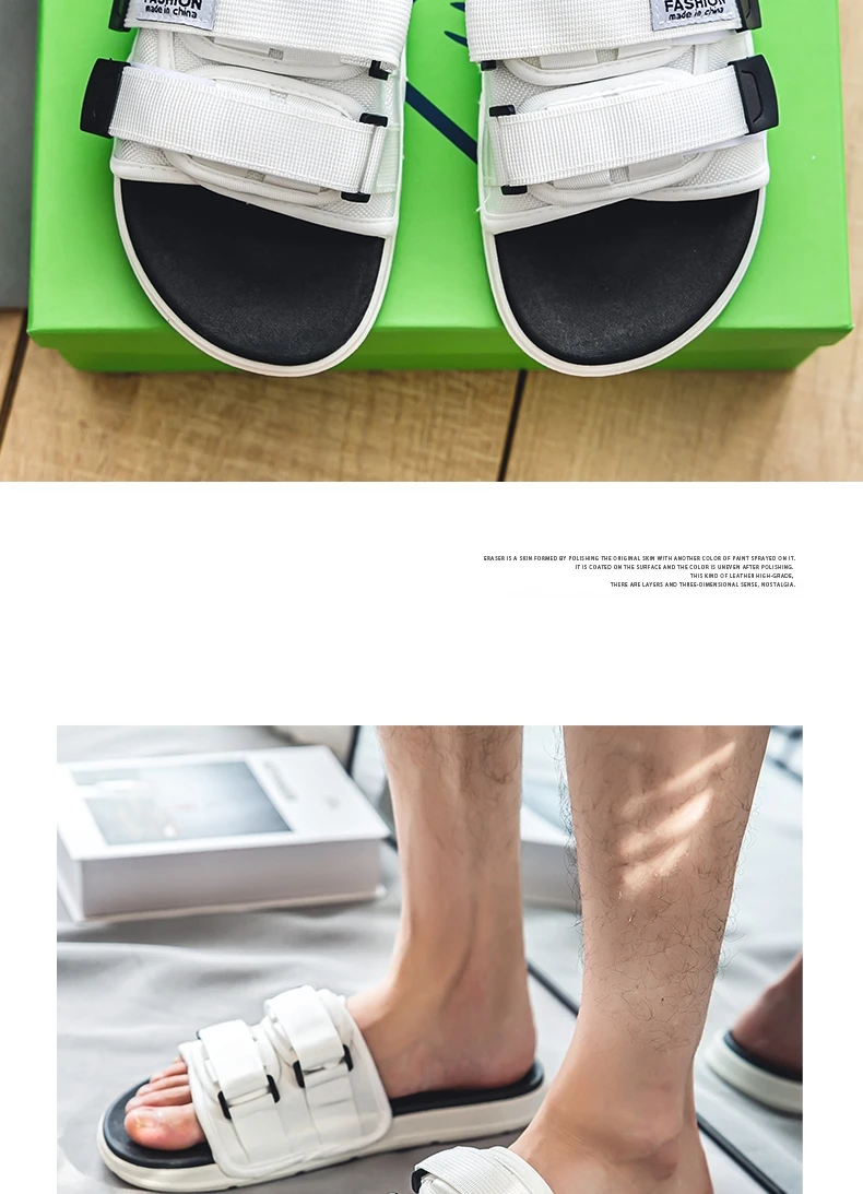 Men's Outdoor Slippers Indoor Casual Slippers Non-slip Soft Bottom Hook Loop Slippers Fashionable Beach Summer Sandals Flip-flop