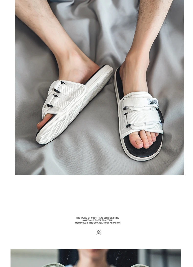 Men's Outdoor Slippers Indoor Casual Slippers Non-slip Soft Bottom Hook Loop Slippers Fashionable Beach Summer Sandals Flip-flop