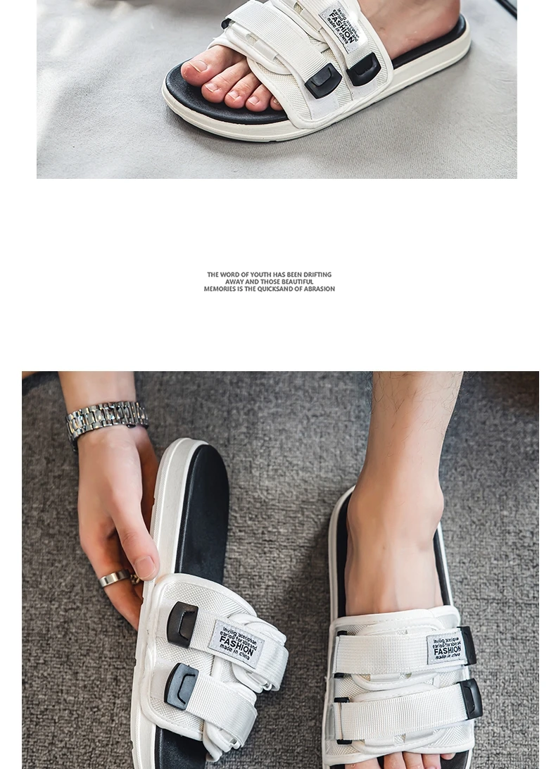 Men's Outdoor Slippers Indoor Casual Slippers Non-slip Soft Bottom Hook Loop Slippers Fashionable Beach Summer Sandals Flip-flop