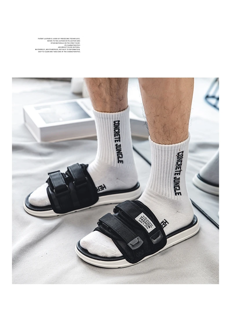 Men's Outdoor Slippers Indoor Casual Slippers Non-slip Soft Bottom Hook Loop Slippers Fashionable Beach Summer Sandals Flip-flop