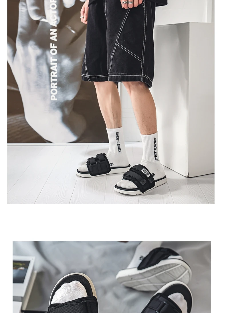 Men's Outdoor Slippers Indoor Casual Slippers Non-slip Soft Bottom Hook Loop Slippers Fashionable Beach Summer Sandals Flip-flop