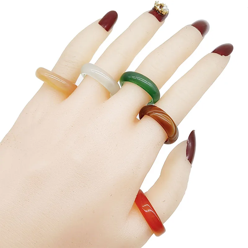 20pc/Lot Wholesale New Bohemia Mix Color Agate Stone Finger Rings For Women Hot Natural Grain Joint Ring Girl Party Wedding Gift