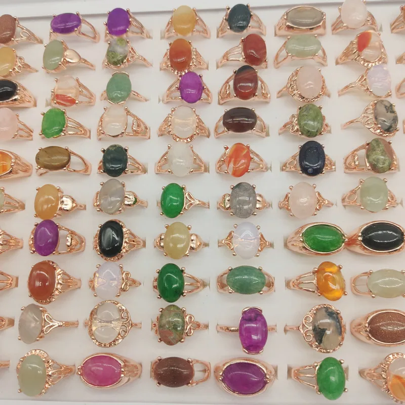 20pc/Lot Wholesale New Bohemia Mix Color Agate Stone Finger Rings For Women Hot Natural Grain Joint Ring Girl Party Wedding Gift