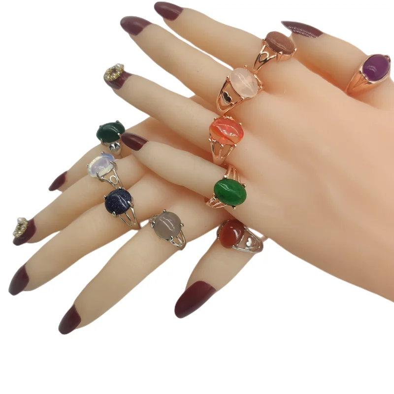 20pc/Lot Wholesale New Bohemia Mix Color Agate Stone Finger Rings For Women Hot Natural Grain Joint Ring Girl Party Wedding Gift