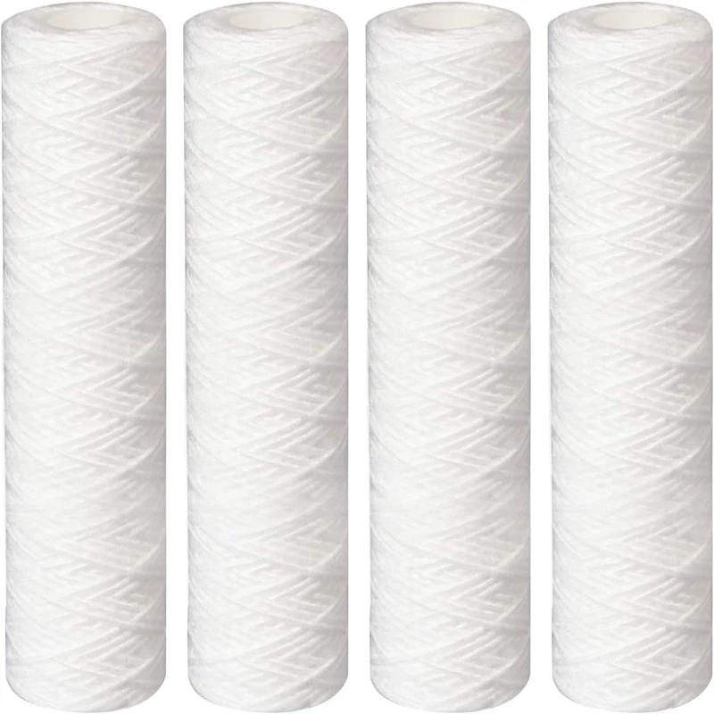10 Inch PP Wound String Spun Sediment Replacement Filter for Reverse Osmosis System- 2.5" x 10"-5 Micron-4 Pack