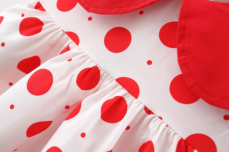 Summer Girls Kids Princess Short Sleeve Dress Children Baby Infants Dot Polka Pleated Dresses Casual Vestidos