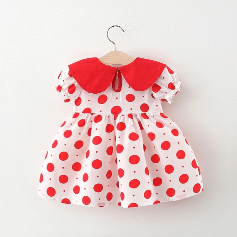 Summer Girls Kids Princess Short Sleeve Dress Children Baby Infants Dot Polka Pleated Dresses Casual Vestidos