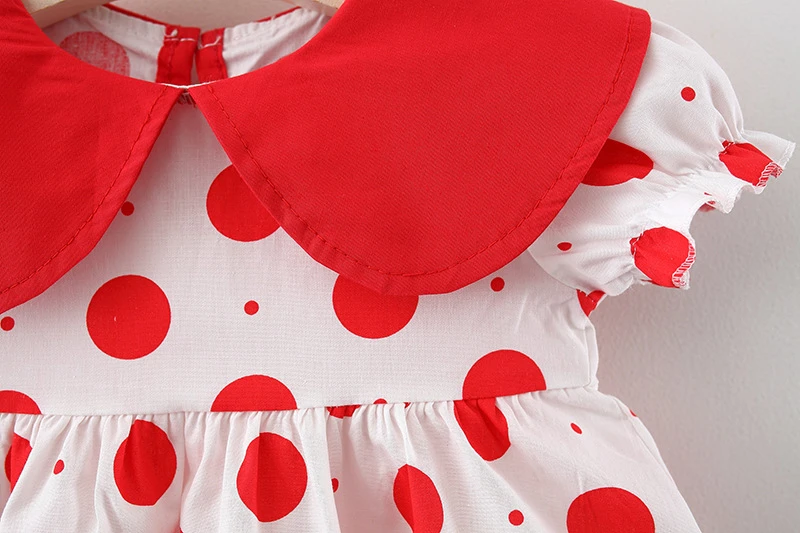 Summer Girls Kids Princess Short Sleeve Dress Children Baby Infants Dot Polka Pleated Dresses Casual Vestidos