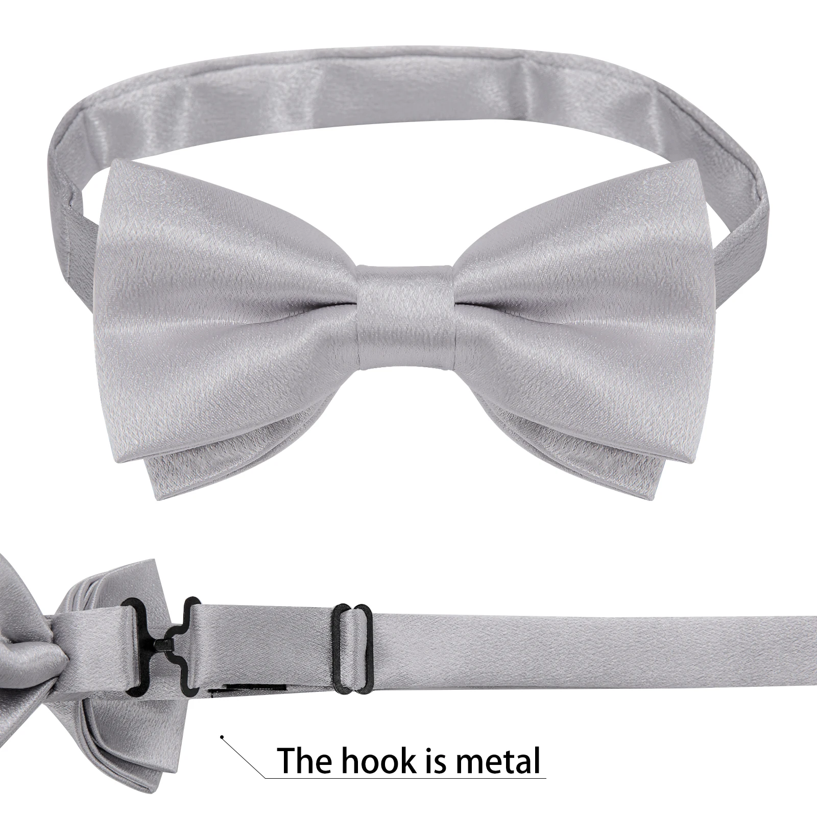 Elegant Grey Solid Suit Vest with Pocket Satin Waistcoat Necktie Bow Tie Handkerchief Cufflinks for Tuxedo Wedding Prom