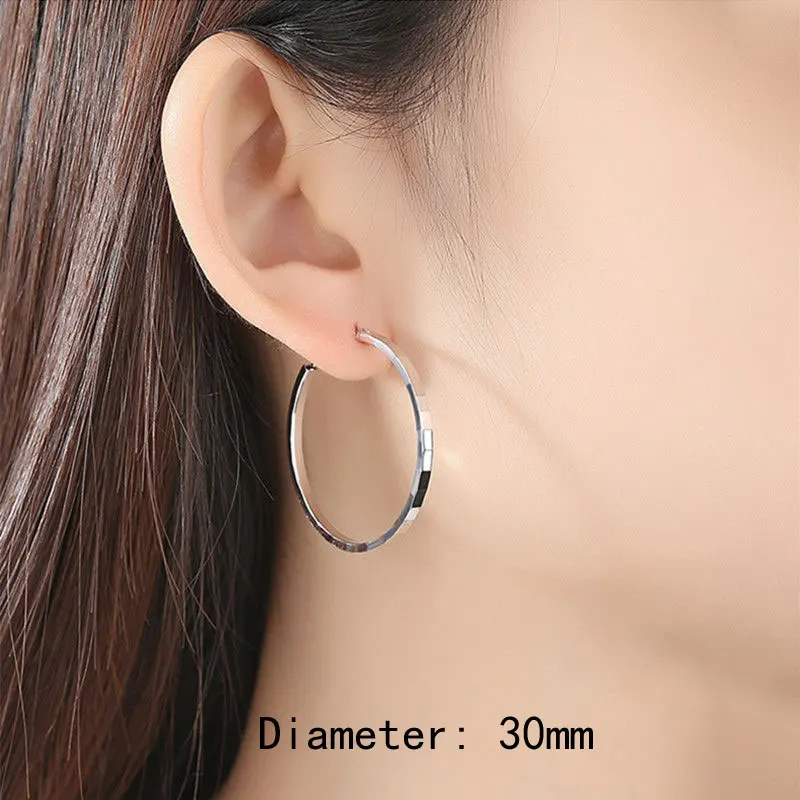 Senlissi - New Fashion 925 Sterling Silver 18K Gold Plated Hoop Earrings For Women 2.0mm Earring Cерьги Kольца 30/40/50/60MM