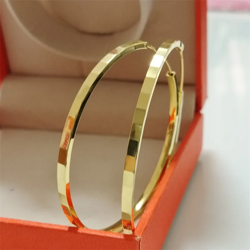 Senlissi - New Fashion 925 Sterling Silver 18K Gold Plated Hoop Earrings For Women 2.0mm Earring Cерьги Kольца 30/40/50/60MM