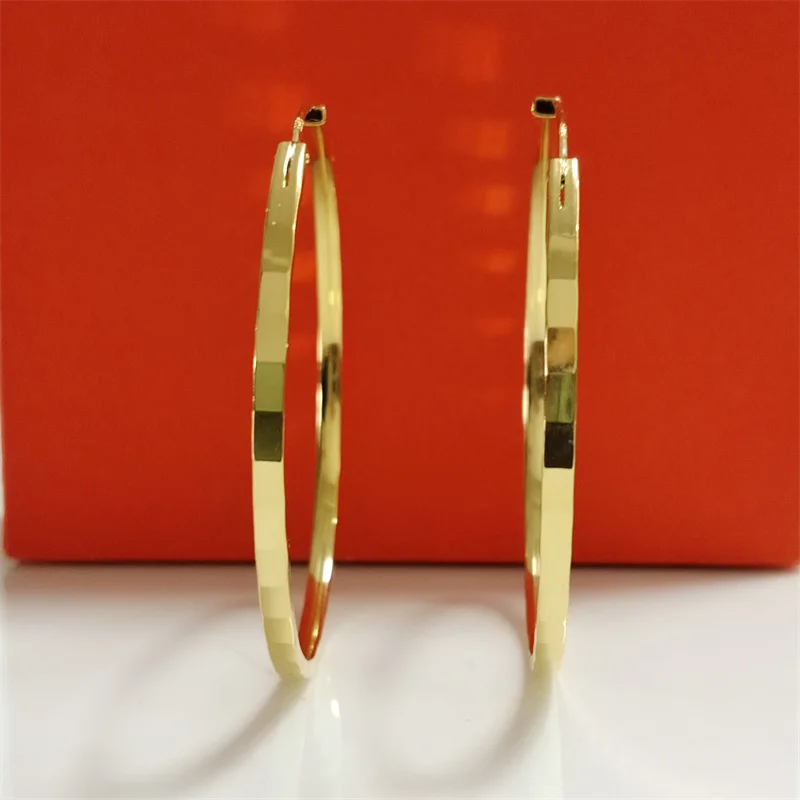 Senlissi - New Fashion 925 Sterling Silver 18K Gold Plated Hoop Earrings For Women 2.0mm Earring Cерьги Kольца 30/40/50/60MM
