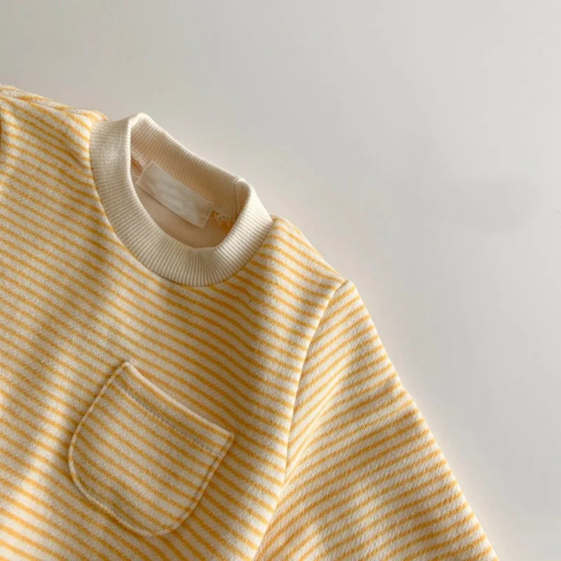 3M-2Y Autumn Baby Baby Bodysuit Striped O-Neck Long Sleeves Infant Romper for Girls Boys Soft Skin‑Frie Toddler One-Pieces