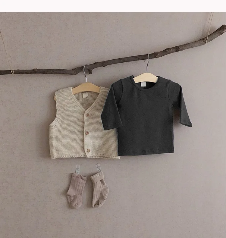0 to 24M Kids Autumn Winter T-shirts Children Baby Boy Girls Clothes Pullover Long Sleeve Solid Cotton Warm Clothing Tops