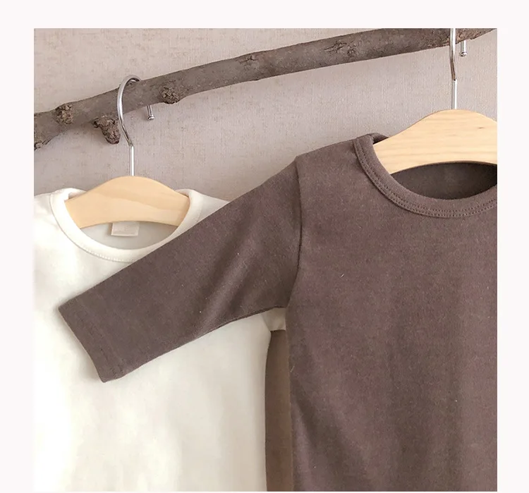 0 to 24M Kids Autumn Winter T-shirts Children Baby Boy Girls Clothes Pullover Long Sleeve Solid Cotton Warm Clothing Tops