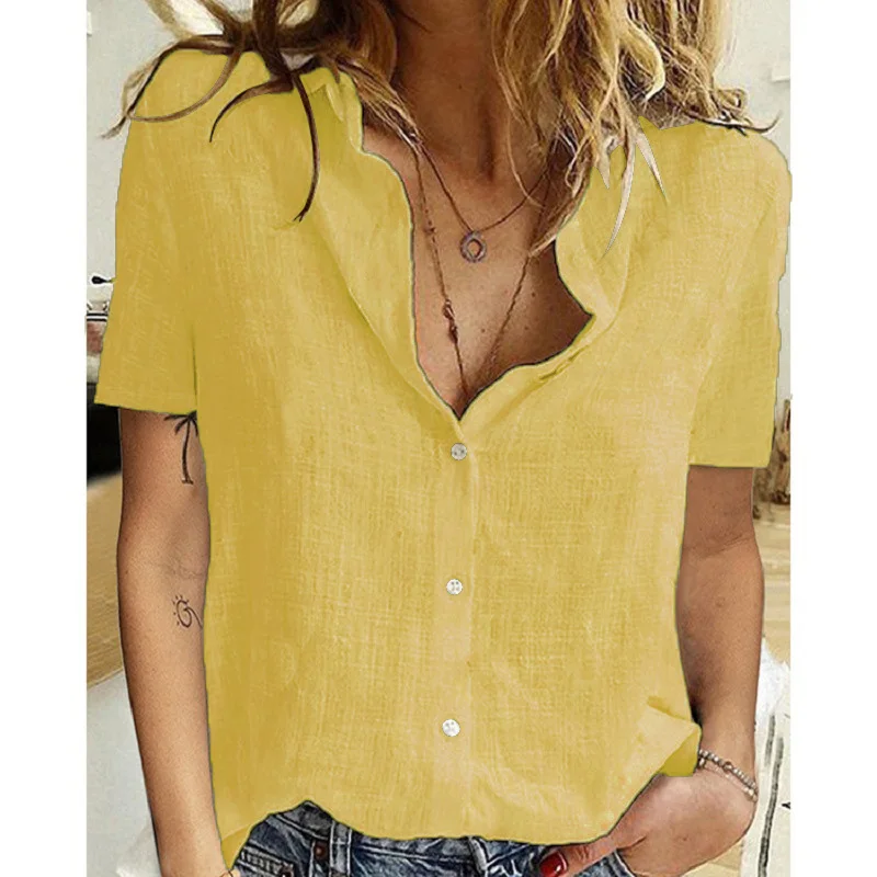 Summer Elegant Harajuku Linen Oversized Shirts Short Sleeve Birds Print Loose Blouses and Tops Casual Oversized Tunic Clothing