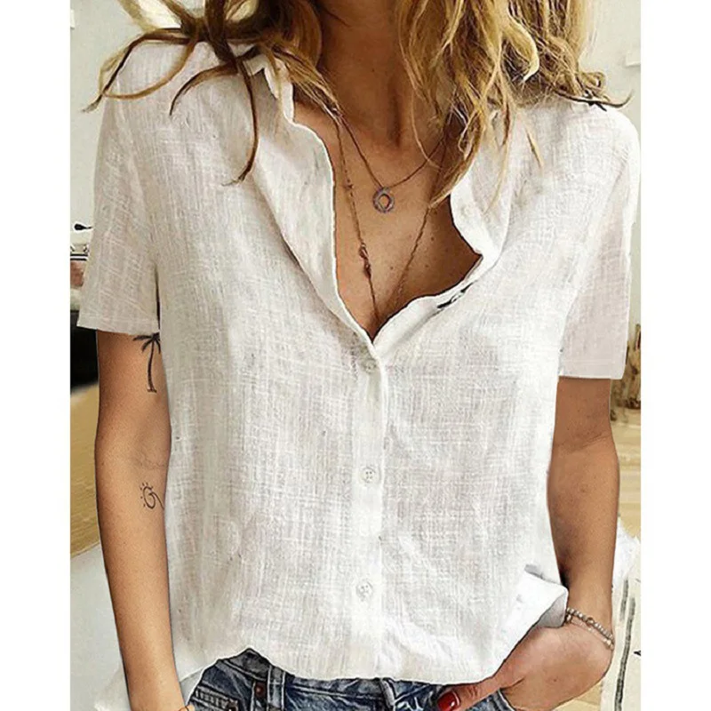 Summer Elegant Harajuku Linen Oversized Shirts Short Sleeve Birds Print Loose Blouses and Tops Casual Oversized Tunic Clothing