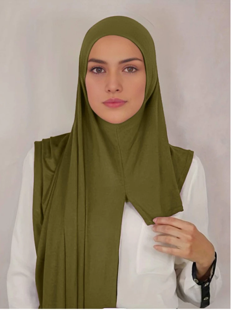 Muslim Bonnet Hijab Scarf Instant Hijab Shawl Muslim Long Scarf Wrap Scarves Prayer Jersey Scarf for Women Fashion
