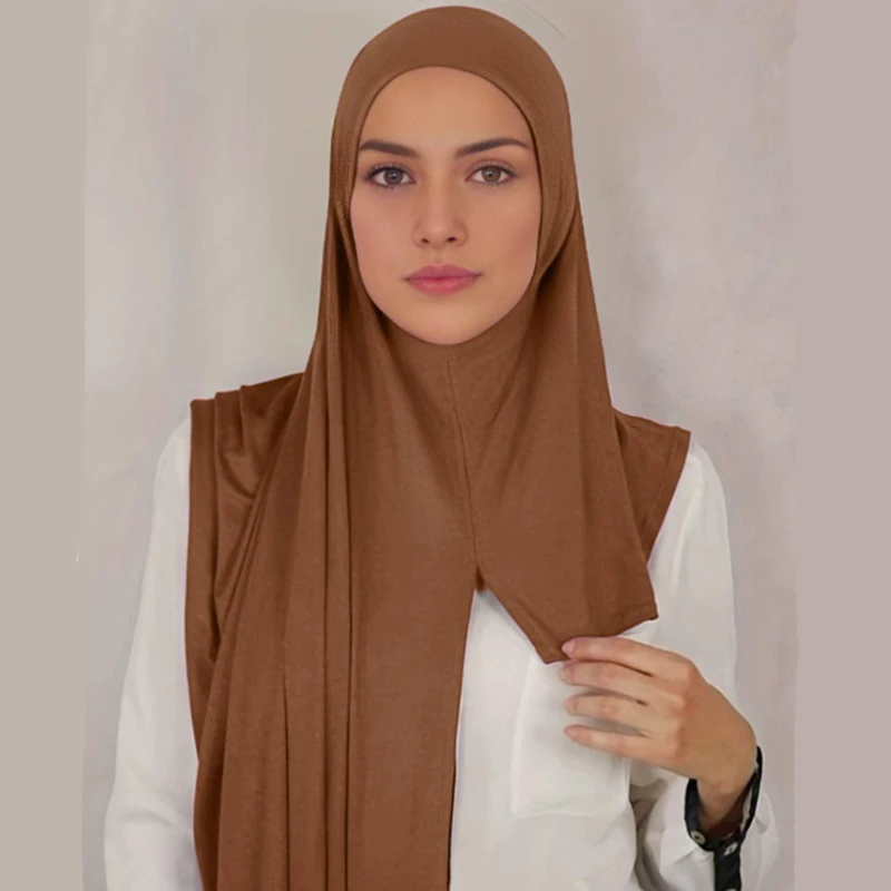 Muslim Bonnet Hijab Scarf Instant Hijab Shawl Muslim Long Scarf Wrap Scarves Prayer Jersey Scarf for Women Fashion