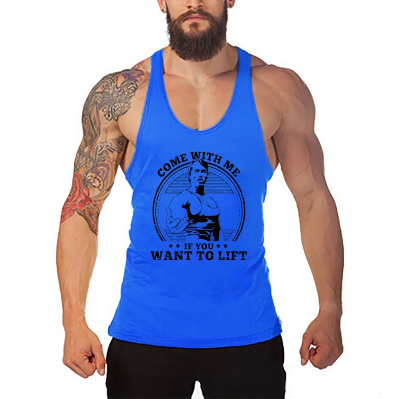 Come with Me If You Want To Lift Arnold Profession Bodybuilding Stringer Singlets Mens Y Back Gym Tank Tops Cotton Fitness Shirt