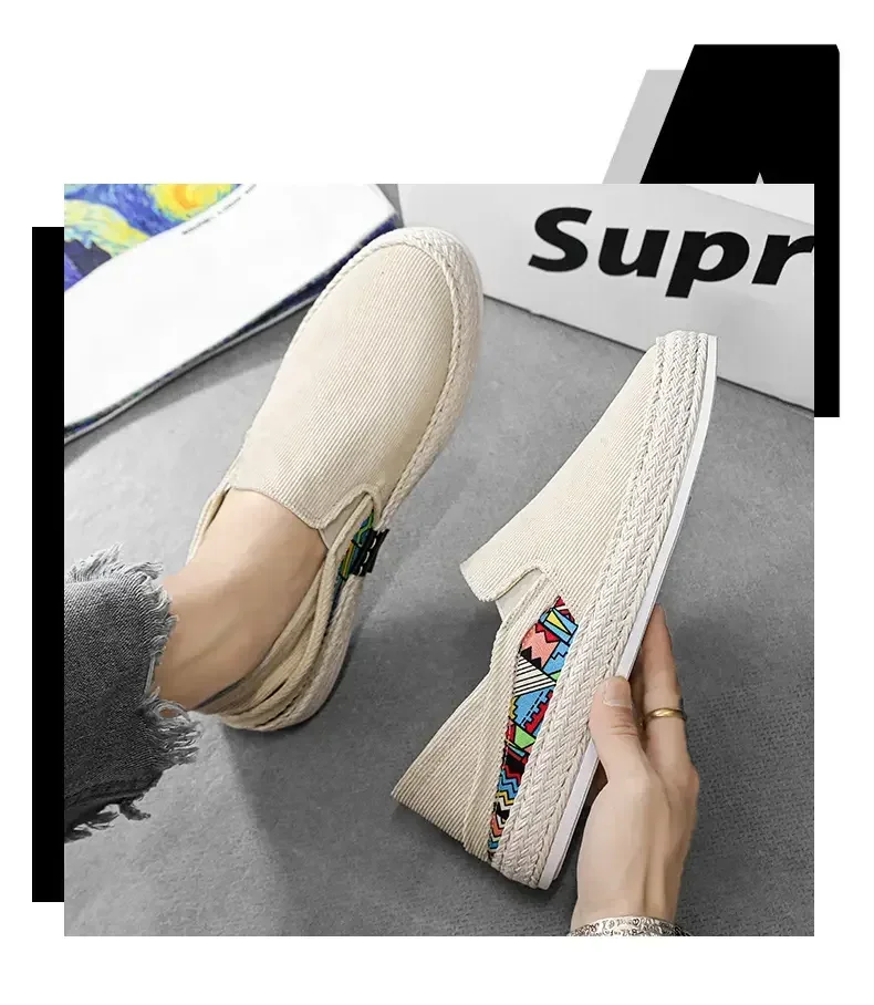 Men Canvas Shoes Casual Sneaker for Men Slip-on Vulcanized Comfortable Male Flats Loafers Driving Shoes Zapatos Hombre
