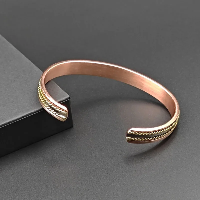 Vintage Copper Bracelets for Women Men 99.9% Pure Copper Magnetic Bangle with Energy Magnets Adjustable Cuff Jewelry Gift