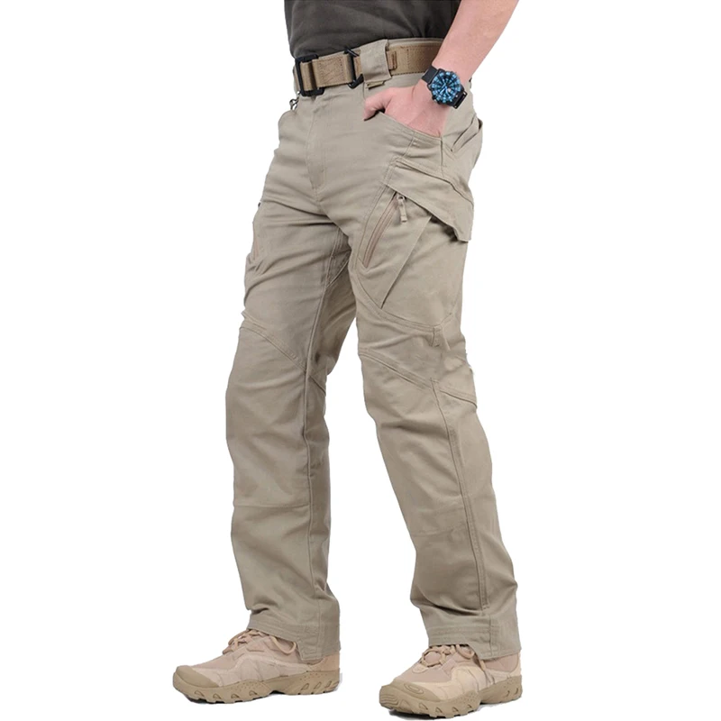 IX9 City Tactical Cargo Pants Men Stretch Cotton Work Military Pants Flexible Outdoor Army Combat Trousers with 9 Pockets