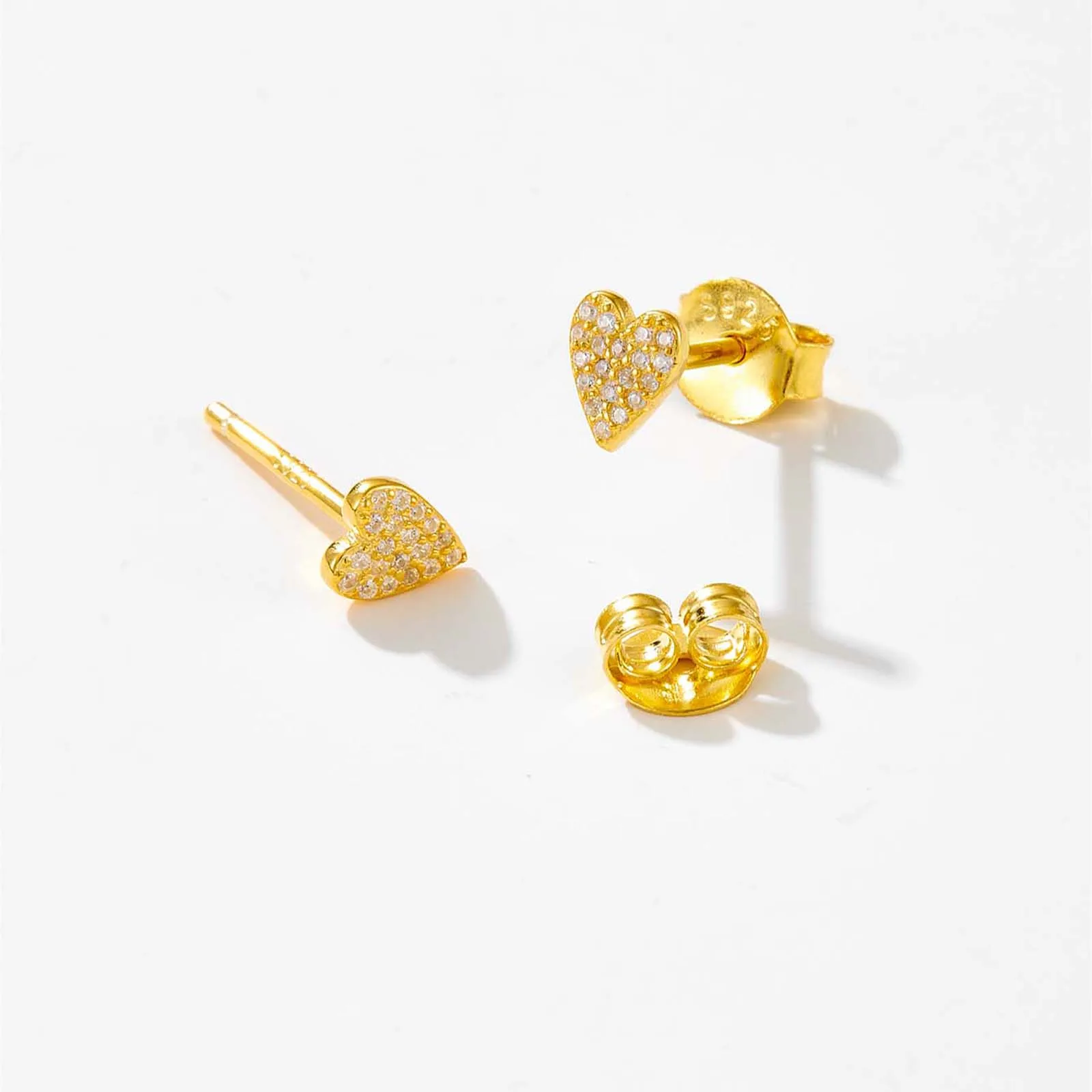 DPLAOPA 100% 925 Sterling Silver Zircon CZ Heart Stud Earring Piercing Women Luxury Fine Jewelry Simple Crystal Jewels