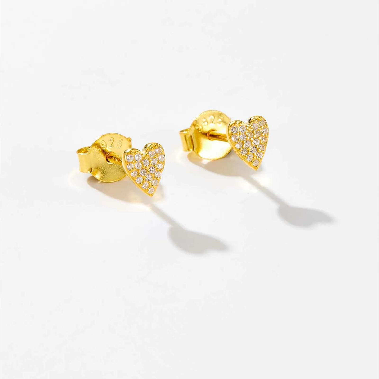 DPLAOPA 100% 925 Sterling Silver Zircon CZ Heart Stud Earring Piercing Women Luxury Fine Jewelry Simple Crystal Jewels