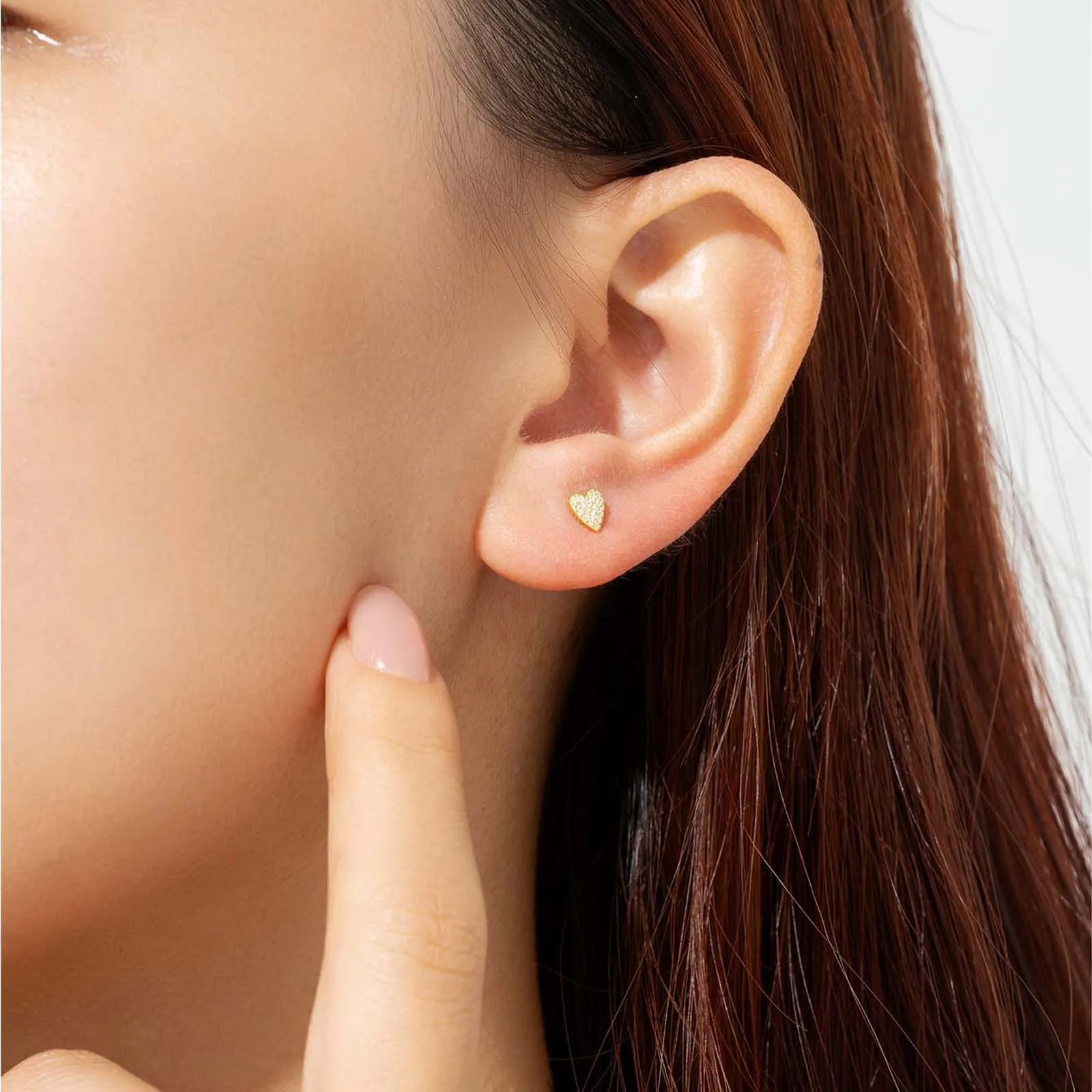 DPLAOPA 100% 925 Sterling Silver Zircon CZ Heart Stud Earring Piercing Women Luxury Fine Jewelry Simple Crystal Jewels