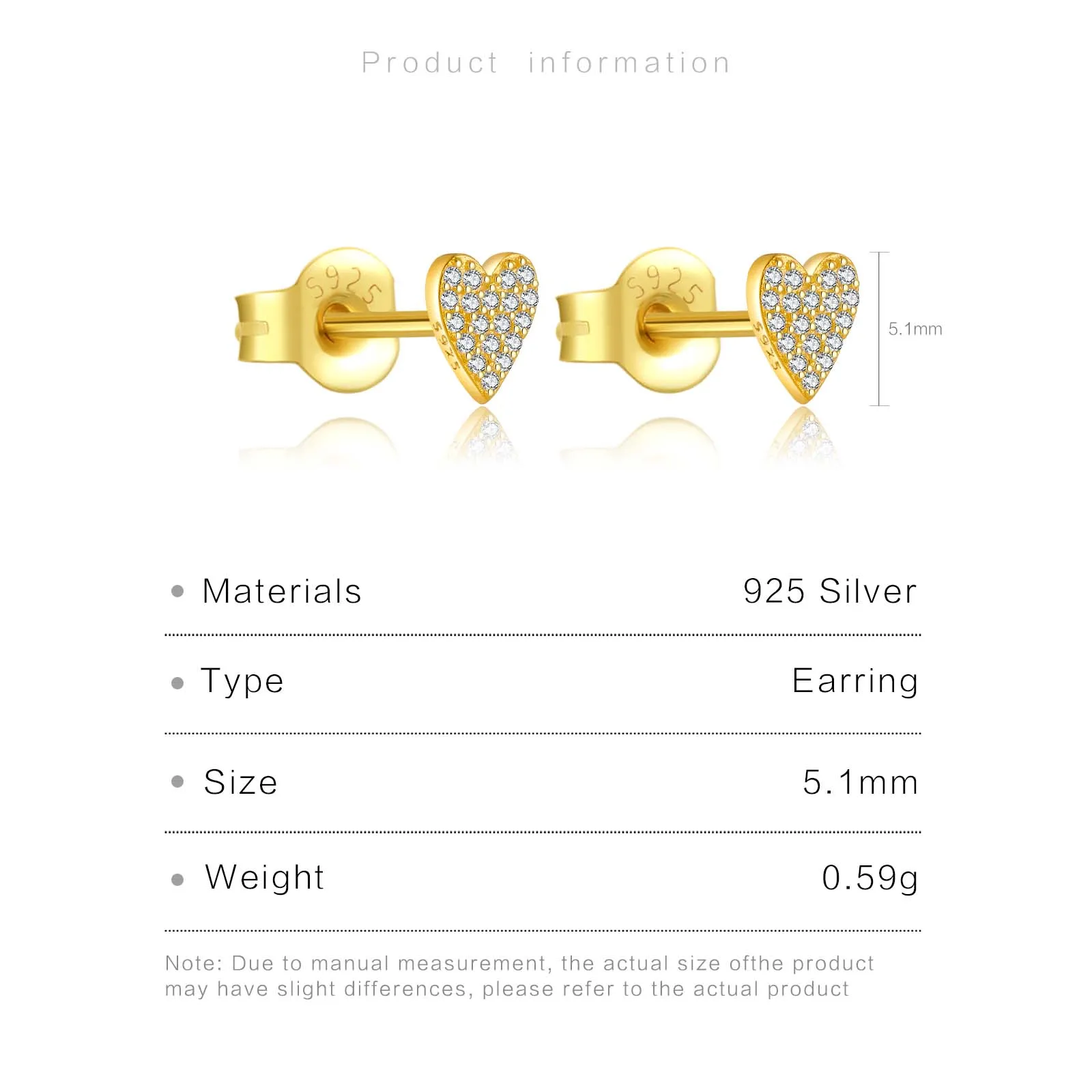 DPLAOPA 100% 925 Sterling Silver Zircon CZ Heart Stud Earring Piercing Women Luxury Fine Jewelry Simple Crystal Jewels