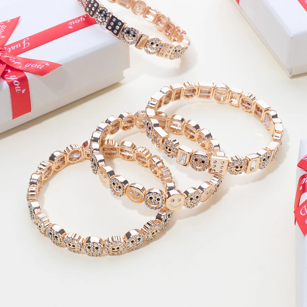 2024 New Rhinestone Happy Bangle For Women Diamond Hand Accessory