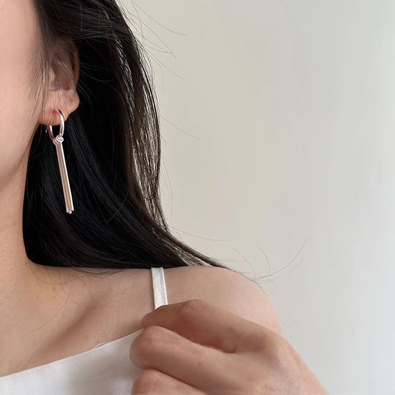 New Simple Version S925 Hoop Earrings Removable Snake Bone Tassel Women Wedding Party Fine Jewelry Girl Gift Wholesal ER098