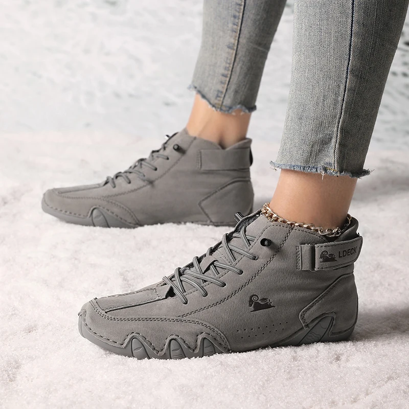 Boots for Women Winter Shoes Waterproof Ankle Boots Luxury Comfortable Warm Fur Plush Snow Boot Leather Casual Short Boots
