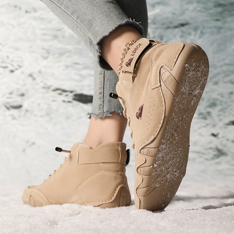 Boots for Women Winter Shoes Waterproof Ankle Boots Luxury Comfortable Warm Fur Plush Snow Boot Leather Casual Short Boots